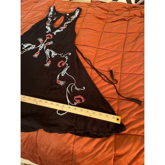 Intimately, free people, halter dress , tassels Boho Black Embroidered Lady Sz S - Picture 5 of 16